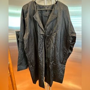 Eileen Fisher Black Round Neck Coat Size L